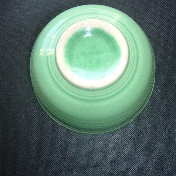 Vintage 1930's Green Sevilla USA 5" Pottery Bowl, Ringed Design - Picture 2 of 5